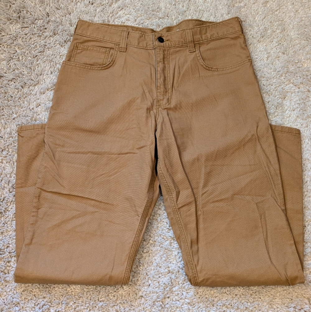Carhartt Relaxed Straight Rigby Canvas Work Pants Hickory Tan 34x30